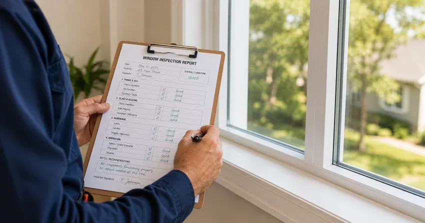 technician inspecting window seal and frame in St. Thomas