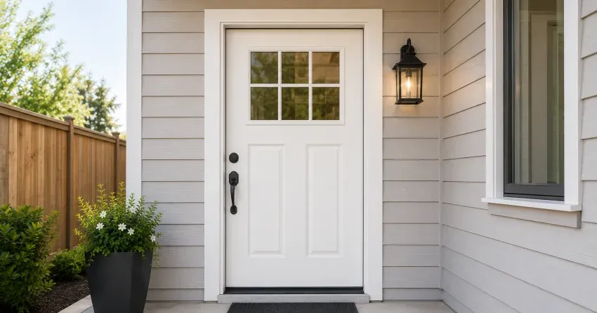 technician installing exterior door frame in Harvest Run, St. Thomas