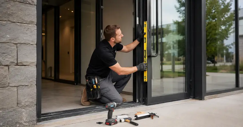 commercial glass door frame installation Orchard Park Meadows, St. Thomas