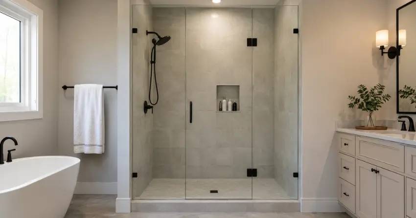 new frameless glass shower door installed in St. Thomas