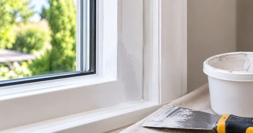 technician repairing rotted window frame corner in Orchard Park South, St. Thomas